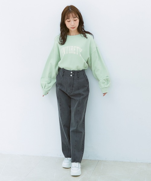 Honeys（ハニーズ）の「カレッジロゴトレーナー（スウェット・レディース・杢グレー/スミクロ/ミント/アイボリー・S/L/M）」の11枚目の写真