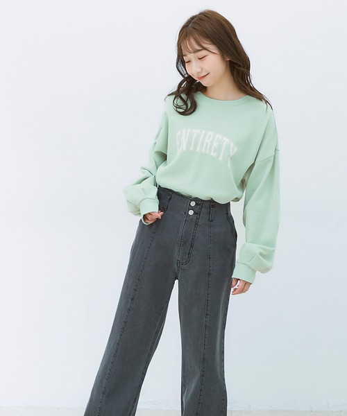 Honeys（ハニーズ）の「カレッジロゴトレーナー（スウェット・レディース・杢グレー/スミクロ/ミント/アイボリー・S/L/M）」の12枚目の写真