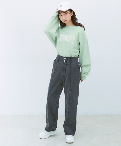 Honeys（ハニーズ）の「カレッジロゴトレーナー（スウェット・レディース・杢グレー/スミクロ/ミント/アイボリー・S/L/M）」の13枚目の写真