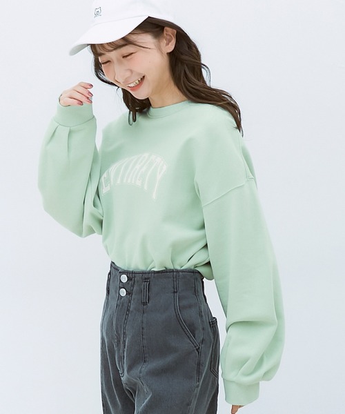 Honeys（ハニーズ）の「カレッジロゴトレーナー（スウェット・レディース・杢グレー/スミクロ/ミント/アイボリー・S/L/M）」の14枚目の写真