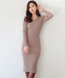 AMBIENT | Vﾈｯｸﾗﾝﾀﾞﾑﾘﾌﾞﾆｯﾄﾜﾝﾋﾟｰｽ(ワンピース)