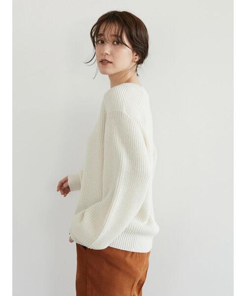 Green　Parks（グリーンパークス）の「厚み畦ショート丈プルオーバー＊（ニット/セーター・レディース・カーキ/イエロー/ブルー/アイボリー・FREE）」の21枚目の写真