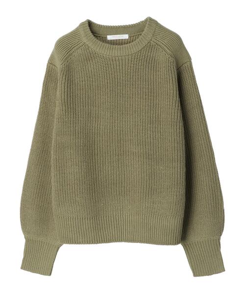 Green　Parks（グリーンパークス）の「厚み畦ショート丈プルオーバー＊（ニット/セーター・レディース・カーキ/イエロー/ブルー/アイボリー・FREE）」の14枚目の写真