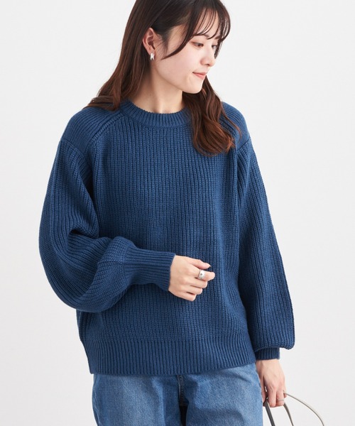 Green　Parks（グリーンパークス）の「厚み畦ショート丈プルオーバー＊（ニット/セーター・レディース・カーキ/イエロー/ブルー/アイボリー・FREE）」の3枚目の写真