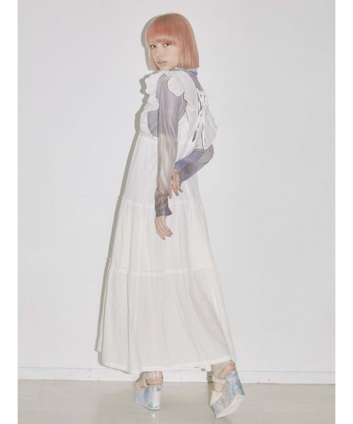 merry jenny（メリージェニー）の「レースアップティアードワンピース（ワンピース・レディース・オフホワイト/ブラック/ベージュ・FREE）」の4枚目の写真