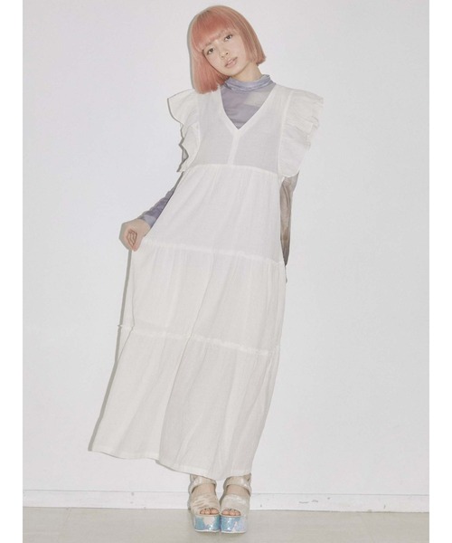 merry jenny（メリージェニー）の「レースアップティアードワンピース（ワンピース・レディース・オフホワイト/ブラック/ベージュ・FREE）」の7枚目の写真