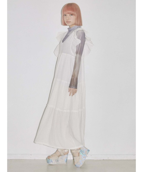 merry jenny（メリージェニー）の「レースアップティアードワンピース（ワンピース・レディース・オフホワイト/ブラック/ベージュ・FREE）」の10枚目の写真