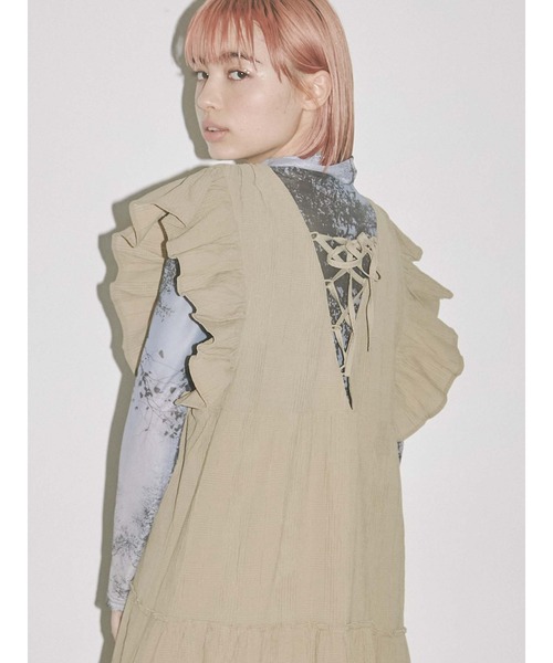 merry jenny（メリージェニー）の「レースアップティアードワンピース（ワンピース・レディース・オフホワイト/ブラック/ベージュ・FREE）」の19枚目の写真