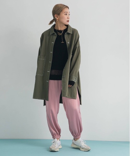 bohmal（ボマール）の「ツイルシャツジャケット（ミリタリージャケット・レディース・ベージュ/カーキ・FREE）」の4枚目の写真