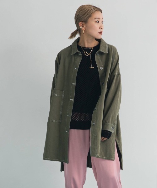 bohmal（ボマール）の「ツイルシャツジャケット（ミリタリージャケット・レディース・ベージュ/カーキ・FREE）」の7枚目の写真