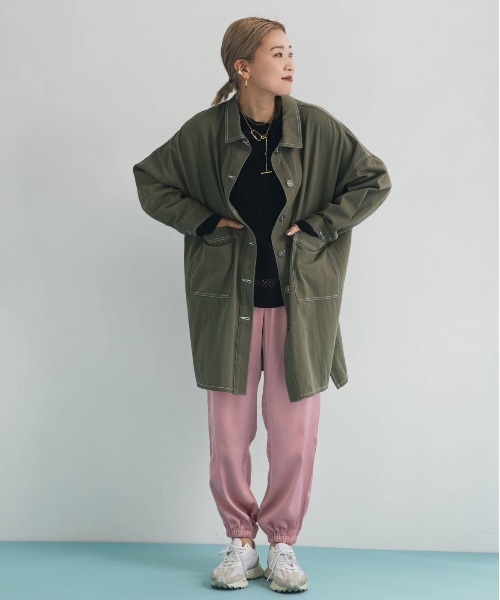 bohmal（ボマール）の「ツイルシャツジャケット（ミリタリージャケット・レディース・ベージュ/カーキ・FREE）」の10枚目の写真