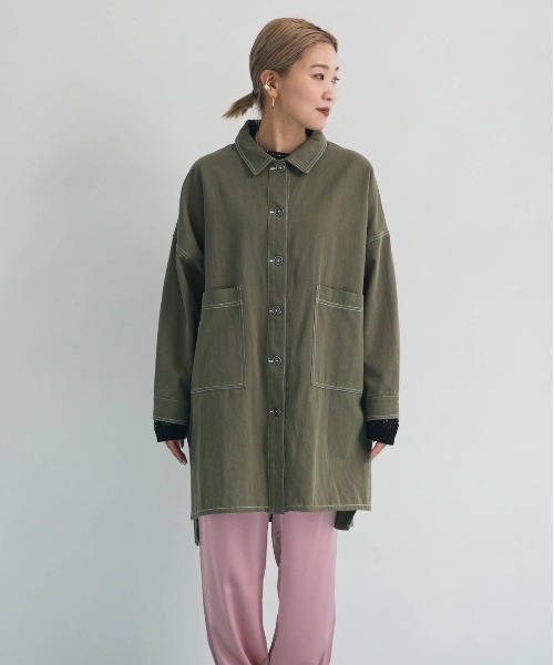 bohmal（ボマール）の「ツイルシャツジャケット（ミリタリージャケット・レディース・ベージュ/カーキ・FREE）」の12枚目の写真