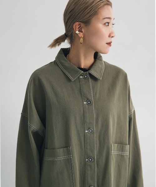 bohmal（ボマール）の「ツイルシャツジャケット（ミリタリージャケット・レディース・ベージュ/カーキ・FREE）」の15枚目の写真