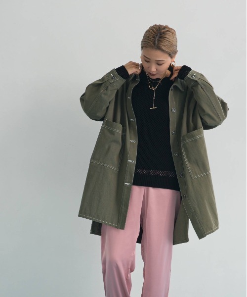 bohmal（ボマール）の「ツイルシャツジャケット（ミリタリージャケット・レディース・ベージュ/カーキ・FREE）」の19枚目の写真