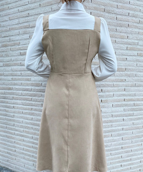 titty＆Co. PETIT（ティティアンドコープティ）の「【titty&Co.PETIT】ジャンスカ風ドッキングワンピース（ワンピース・レディース・ベージュ/マルチ・SMALL/MEDIUM）」の5枚目の写真