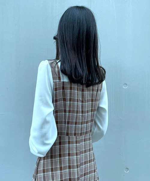 titty＆Co. PETIT（ティティアンドコープティ）の「【titty&Co.PETIT】ジャンスカ風ドッキングワンピース（ワンピース・レディース・ベージュ/マルチ・SMALL/MEDIUM）」の7枚目の写真