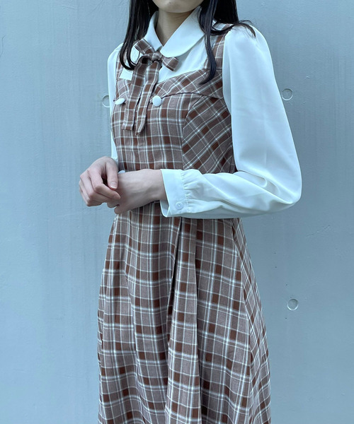 titty＆Co. PETIT（ティティアンドコープティ）の「【titty&Co.PETIT】ジャンスカ風ドッキングワンピース（ワンピース・レディース・ベージュ/マルチ・SMALL/MEDIUM）」の9枚目の写真