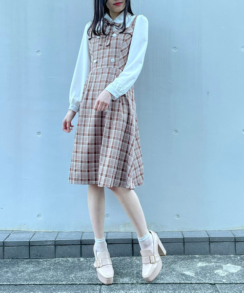 titty＆Co. PETIT（ティティアンドコープティ）の「【titty&Co.PETIT】ジャンスカ風ドッキングワンピース（ワンピース・レディース・ベージュ/マルチ・SMALL/MEDIUM）」の11枚目の写真