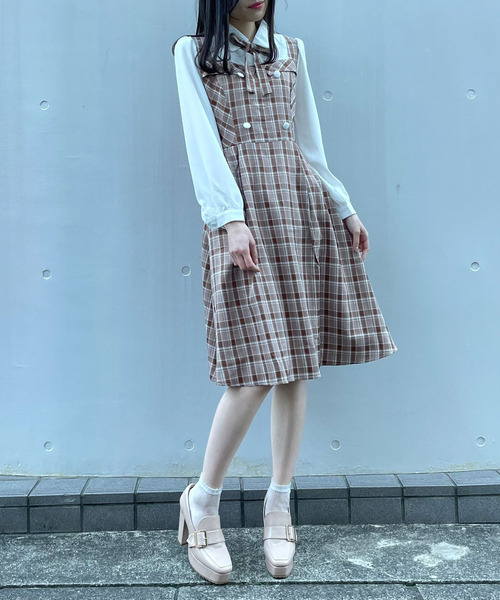 titty＆Co. PETIT（ティティアンドコープティ）の「【titty&Co.PETIT】ジャンスカ風ドッキングワンピース（ワンピース・レディース・ベージュ/マルチ・SMALL/MEDIUM）」の12枚目の写真