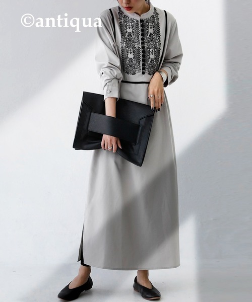 antiqua(アンティカ)の「刺繍ワンピース(ワンピース・レディース・ブラック/ベージュ・FREE)」の7枚目の写真