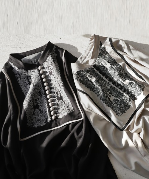 antiqua(アンティカ)の「刺繍ワンピース(ワンピース・レディース・ブラック/ベージュ・FREE)」の22枚目の写真