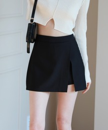 斜めスリットミニスカートパンツ