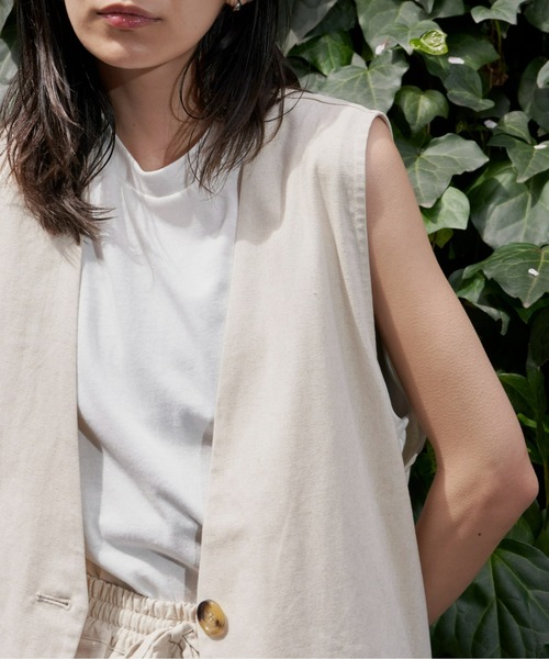 Auntie Rosa Holiday（アンティローザホリデー）の「レーヨン麻カラーレスジレ（セットアップ対応）（ベスト・レディース・ベージュ/ブラック・FREE）」の15枚目の写真