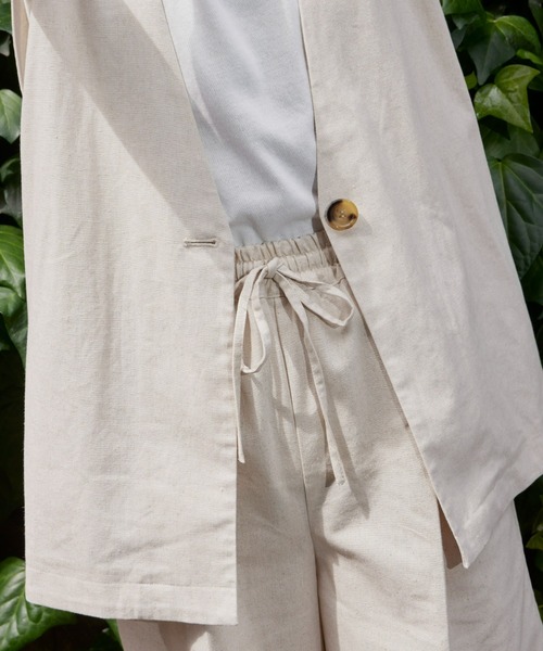 Auntie Rosa Holiday（アンティローザホリデー）の「レーヨン麻カラーレスジレ（セットアップ対応）（ベスト・レディース・ベージュ/ブラック・FREE）」の16枚目の写真