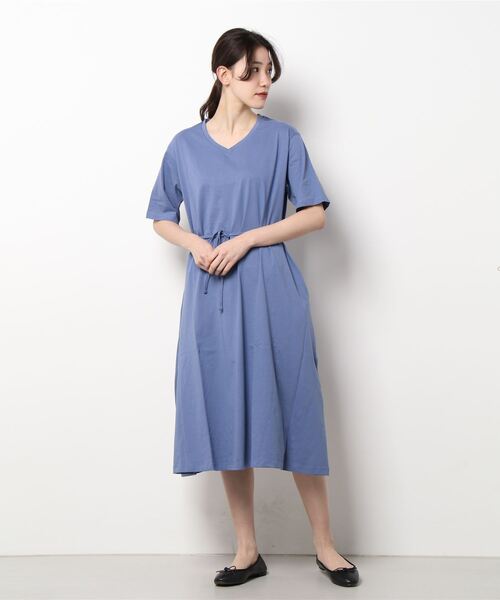 RANAN(ラナン)の「〈Beautiful Cotton 綿100%〉UVカット/接触冷感 ポケット付フレアーワンピース ショート丈(ワンピース・レディース・カーキ/ブラック/チャコール/ダークブルー/ラベンダー/ライトグレー・L/LL/M)」の15枚目の写真