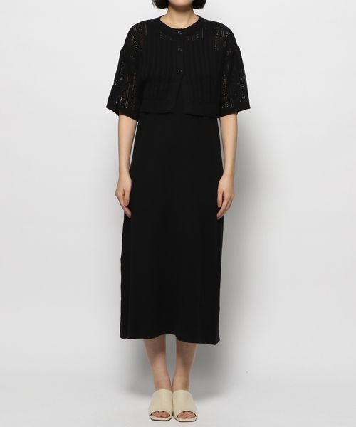LOWRYS FARM（ローリーズファーム）の「スカシニットキャミ２Ｐワンピース　270103（ワンピース・レディース・イエロー/ブラック/アイボリー/グリーン・FREE）」の20枚目の写真