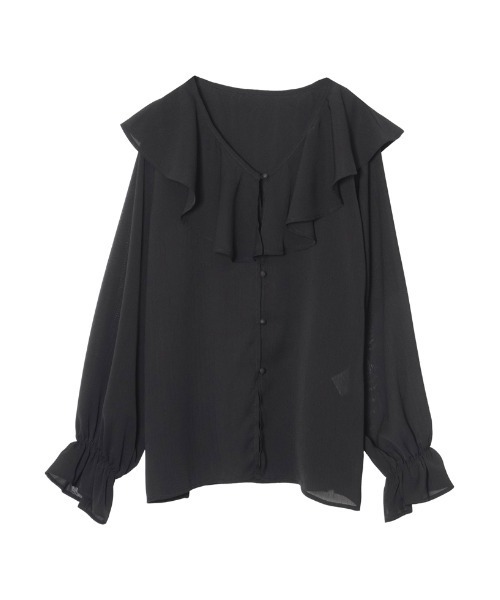 楊柳クレープビッグカラーブラウス