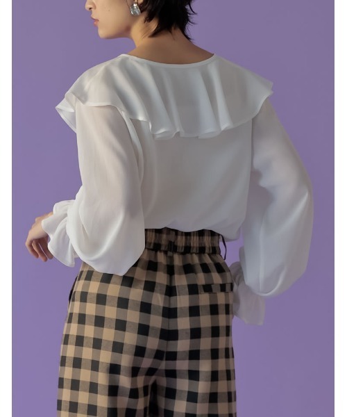 楊柳クレープビッグカラーブラウス