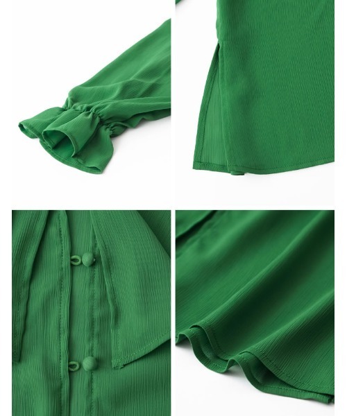 楊柳クレープビッグカラーブラウス