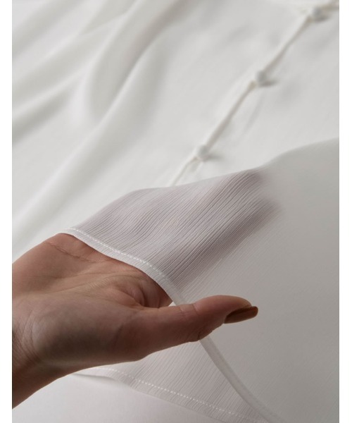 楊柳クレープビッグカラーブラウス