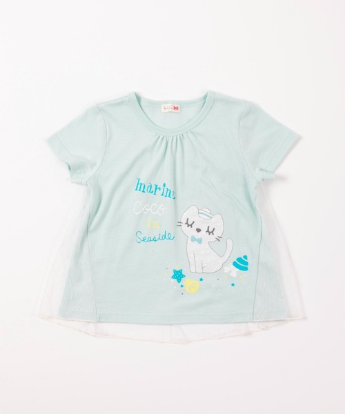 KP(ケーピー)の「cocoちゃんアップリケ付き後水玉チュール切替え半袖Tシャツ(100-130cm)(Tシャツ/カットソー・キッズ・ブルー/オートミール・110cm/100cm/120cm/130cm)」の10枚目の写真
