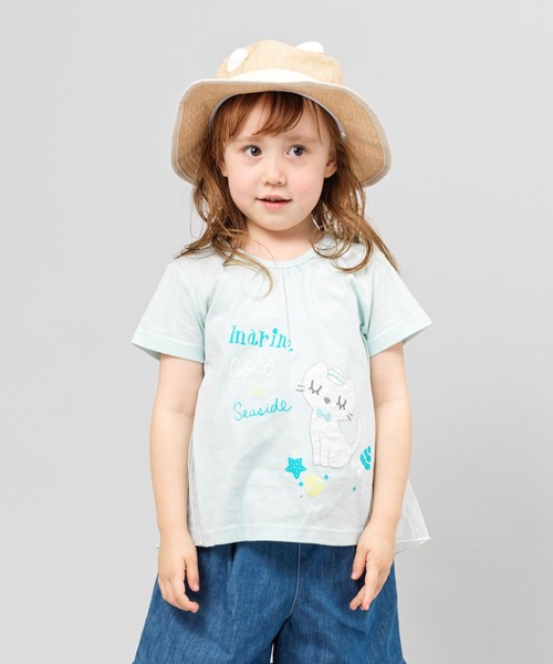 KP(ケーピー)の「cocoちゃんアップリケ付き後水玉チュール切替え半袖Tシャツ(100-130cm)(Tシャツ/カットソー・キッズ・ブルー/オートミール・110cm/100cm/120cm/130cm)」の9枚目の写真