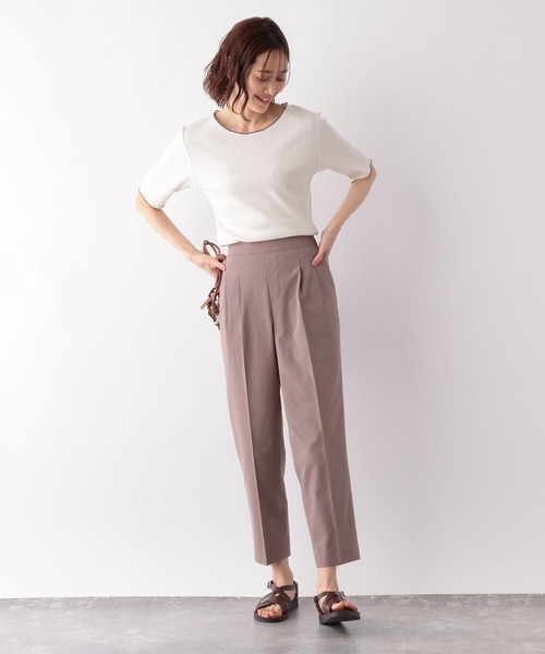 GLOBAL WORK（グローバルワーク）の「配色リブメロープルオーバー5分袖/275523（Tシャツ/カットソー・レディース・アイボリー/スミクロ/イエロー系その他・MEDIUM/LARGE）」の5枚目の写真