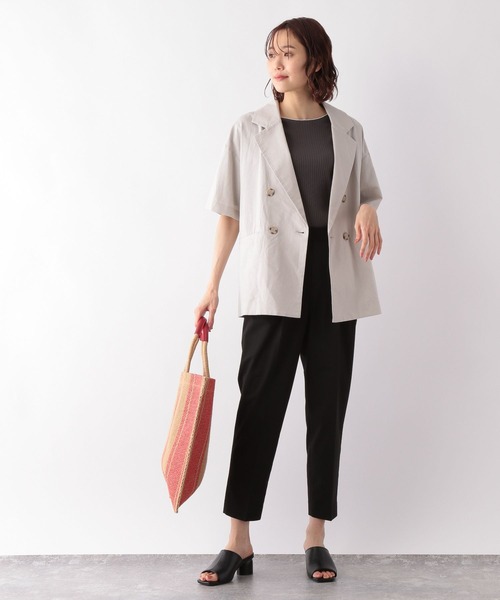 GLOBAL WORK（グローバルワーク）の「配色リブメロープルオーバー5分袖/275523（Tシャツ/カットソー・レディース・アイボリー/スミクロ/イエロー系その他・MEDIUM/LARGE）」の10枚目の写真