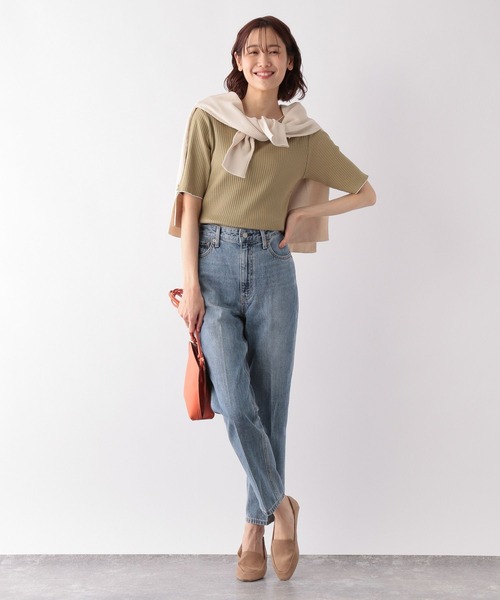 GLOBAL WORK（グローバルワーク）の「配色リブメロープルオーバー5分袖/275523（Tシャツ/カットソー・レディース・アイボリー/スミクロ/イエロー系その他・MEDIUM/LARGE）」の13枚目の写真