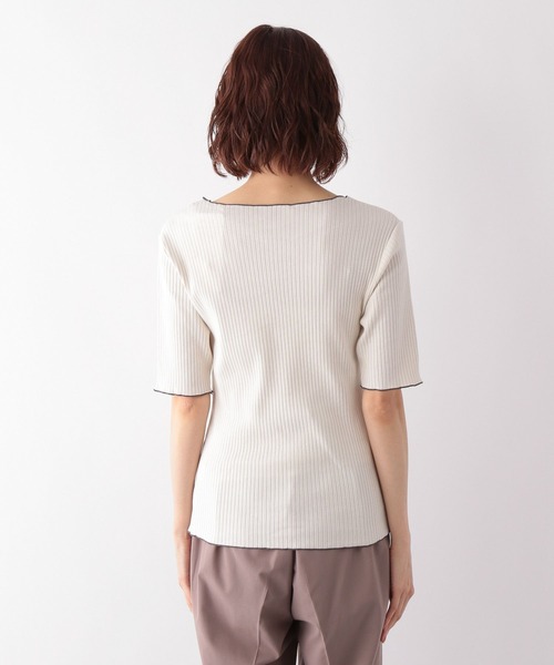 GLOBAL WORK（グローバルワーク）の「配色リブメロープルオーバー5分袖/275523（Tシャツ/カットソー・レディース・アイボリー/スミクロ/イエロー系その他・MEDIUM/LARGE）」の18枚目の写真