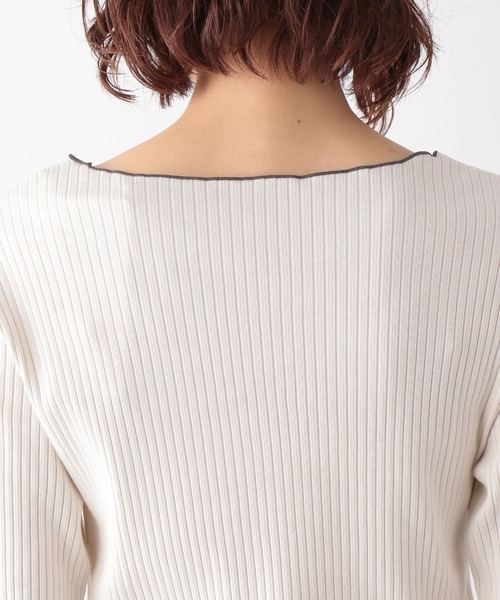 GLOBAL WORK（グローバルワーク）の「配色リブメロープルオーバー5分袖/275523（Tシャツ/カットソー・レディース・アイボリー/スミクロ/イエロー系その他・MEDIUM/LARGE）」の20枚目の写真