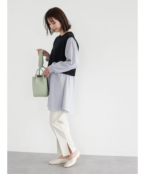 Green Parks(グリーンパークス)の「ニットドッキングペプラムチュニック(Tシャツ/カットソー・レディース・サックスブルー/ダークネイビー/ブルー・FREE)」の8枚目の写真