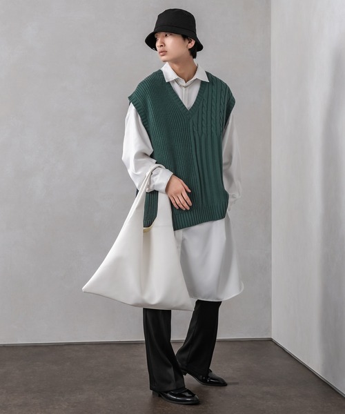 Adoon plain（アドーンプレーン）の「【Adoon plain】フェイクレザートートバッグ（トートバッグ・メンズ・ホワイト/ブラック・FREE）」の6枚目の写真