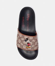 【DISNEY x COACH】スポーツ スライド シグネチャー テキスタイル ウィズ ミッキーマウス エンブロイダリー