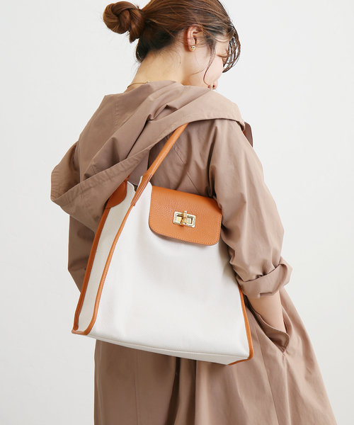 La TOTALITE（ラトータリテ）の「【MILOS/ミロス】キャンバスコンビトートBAG（トートバッグ・レディース・カーキ/ブラウン系その他・FREE）」の12枚目の写真