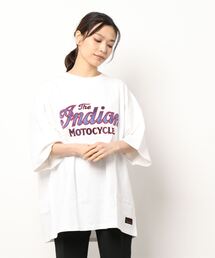 ★Bl★サテンロゴオーバーサイズTシャツ 半袖 / INDIAN