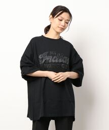 ★Bl★サテンロゴオーバーサイズTシャツ 半袖 / INDIAN