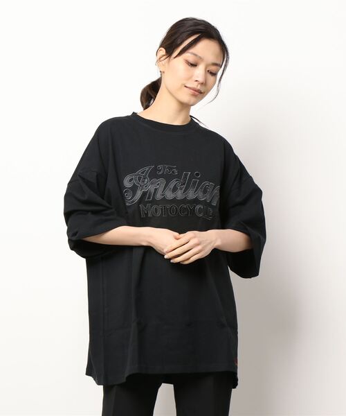 INDIAN(インディアン)の「★Bl★サテンロゴオーバーサイズTシャツ 半袖 / INDIAN(Tシャツ/カットソー・レディース・ホワイト/ブラック/ミント・LARGE/MEDIUM)」の3枚目の写真