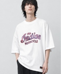 ★Bl★サテンロゴオーバーサイズTシャツ 半袖 / INDIAN