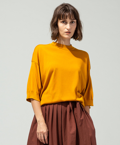 VERMEIL par iena(ヴェルメイユパーイエナ)の「【HAVEL studio/ハーヴェル スタジオ】 PLAIN STITCH プルオーバー◆(ニット/セーター・レディース・イエロー/ライトグレー・SMALL)」の1枚目の写真